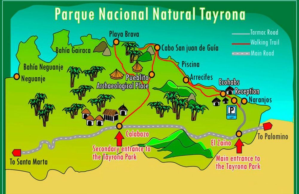 Národný park Tayrona - mapa